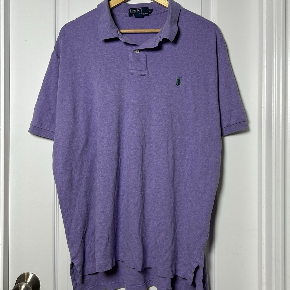 Polo by Ralph Lauren Vintage 90s Purple Cotton Logo Polo Shirt Ivy League Style
